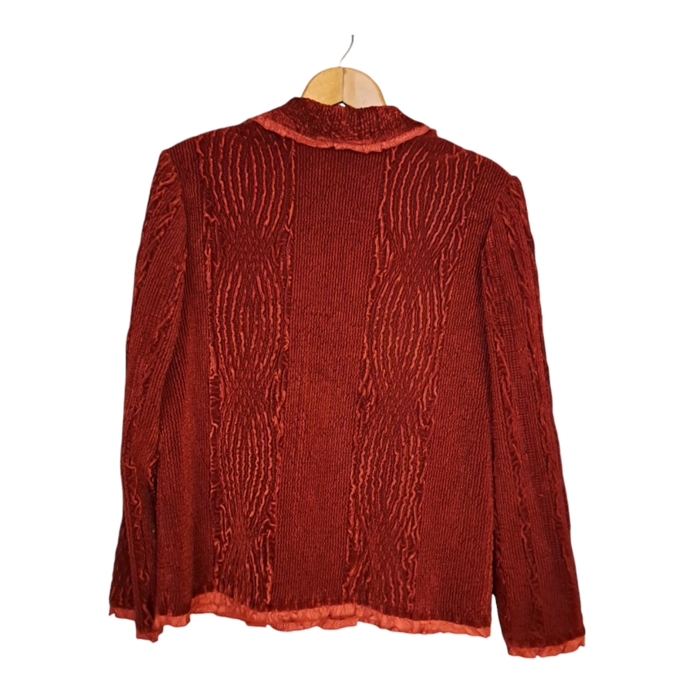 Vintage Deep Red Textured Velvet Blazer - Picture 3 of 5